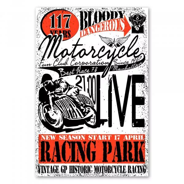 "Live To Ride" - ein Vintage-Poster im Used-Look mit Motorradfahrer, das den Spirit des Motorradfahrens feiert. "Live To Ride" - ein Vintage-Poster im Used-Look mit Motorradfahrer, das den Spirit des Motorradfahrens feiert.