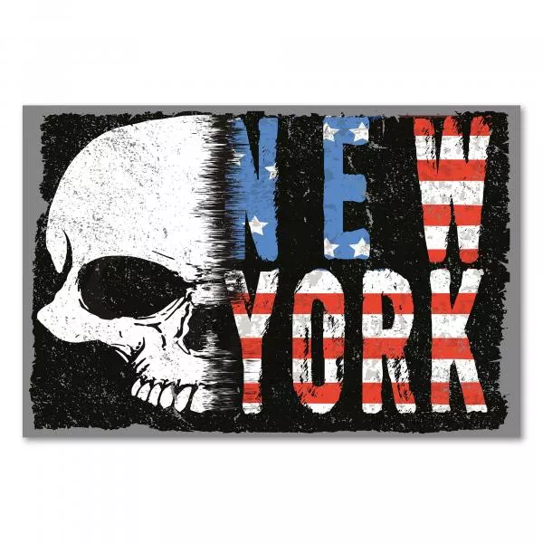 Grunge-Design: Totenkopf mit "New York" in den Farben der amerikanischen Flagge. Grunge-Design: Totenkopf mit "New York" in den Farben der amerikanischen Flagge.