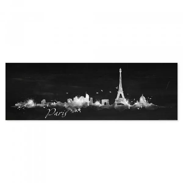 Stilvolles Wandbild: Pariser Skyline als weiße Zeichnung auf schwarzem Grund.Perfekt für Paris-Fans. Stilvolles Wandbild: Pariser Skyline als weiße Zeichnung auf schwarzem Grund.Perfekt für Paris-Fans.