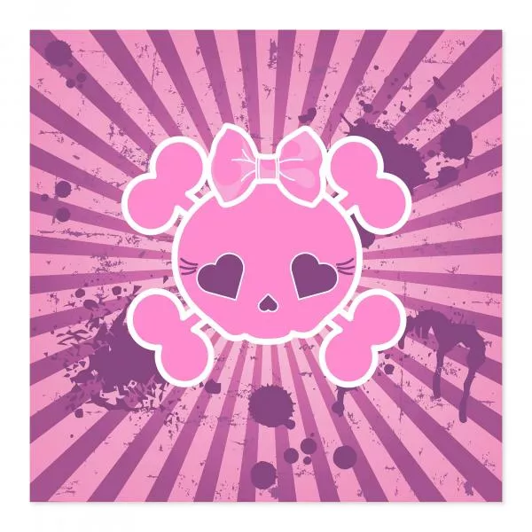 Stylischer pinker Totenkopf mit Schleife auf grunge Hintergrund. Stylischer pinker Totenkopf mit Schleife auf grunge Hintergrund.
