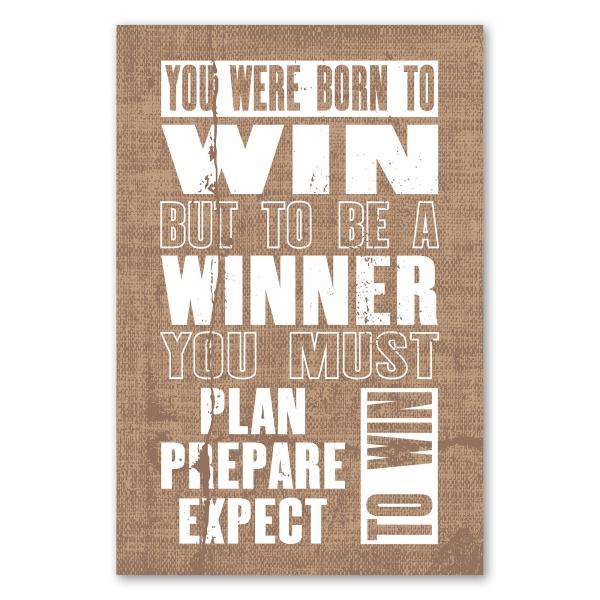 „You Were Born To Win...“ – motivierendes Poster über Planung und Vorbereitung für den Erfolg.