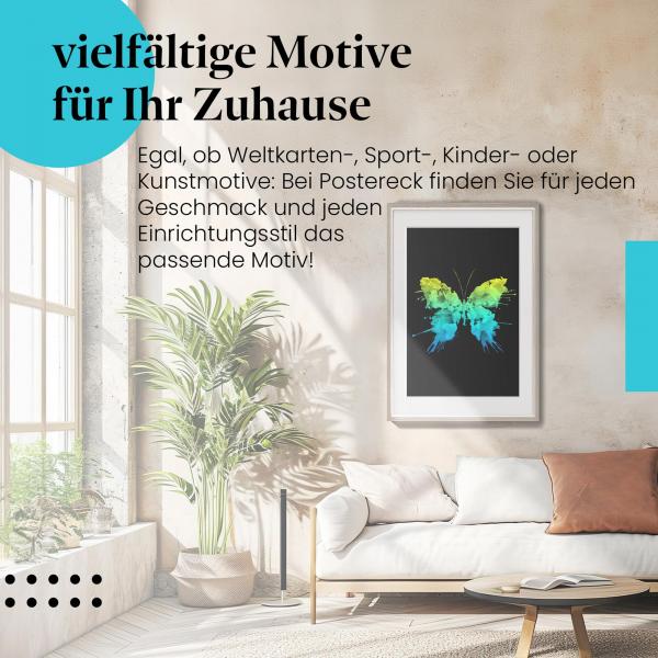 Stylisches Leinwandbild: Farbenfroher Schmetterling. Wanddeko für alle, die die Schönheit der Natur lieben.