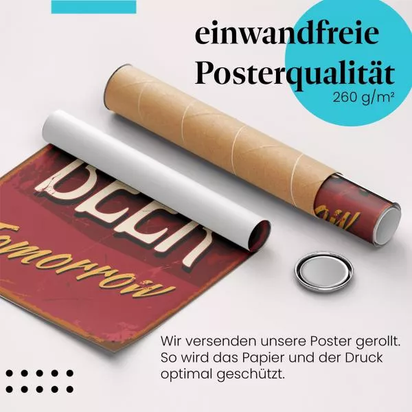"Free Beer Tomorrow": Vintage Schild & Humor | Postereck 0473 "Free Beer Tomorrow": Vintage Schild & Humor | Postereck 0473
