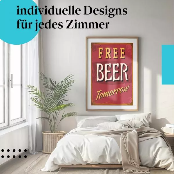 "Free Beer Tomorrow": Vintage Schild & Humor | Postereck 0473 "Free Beer Tomorrow": Vintage Schild & Humor | Postereck 0473