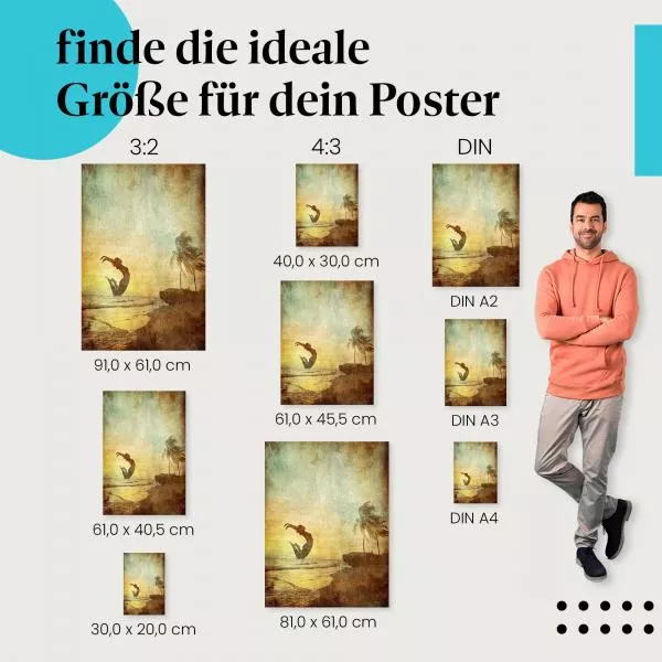 Sprung in die Freiheit: Vintage-Strand & Sonnenuntergang | Postereck 0471 Sprung in die Freiheit: Vintage-Strand & Sonnenuntergang | Postereck 0471