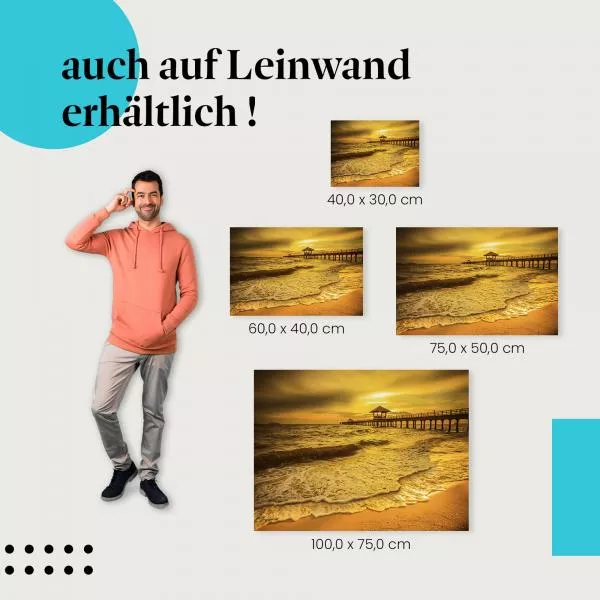 Magischer Sonnenuntergang am Strand: Goldenes Licht | Postereck 0470 Magischer Sonnenuntergang am Strand: Goldenes Licht | Postereck 0470