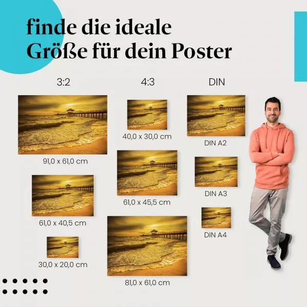 Magischer Sonnenuntergang am Strand: Goldenes Licht | Postereck 0470 Magischer Sonnenuntergang am Strand: Goldenes Licht | Postereck 0470