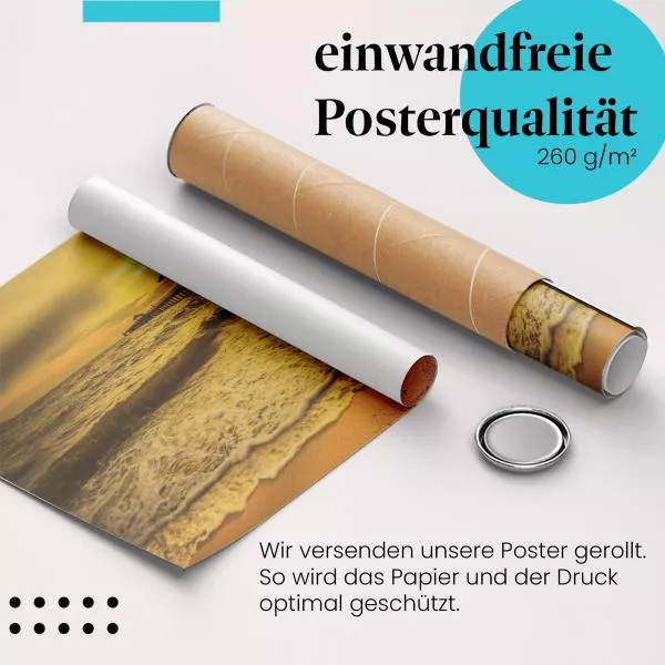 Magischer Sonnenuntergang am Strand: Goldenes Licht | Postereck 0470 Magischer Sonnenuntergang am Strand: Goldenes Licht | Postereck 0470