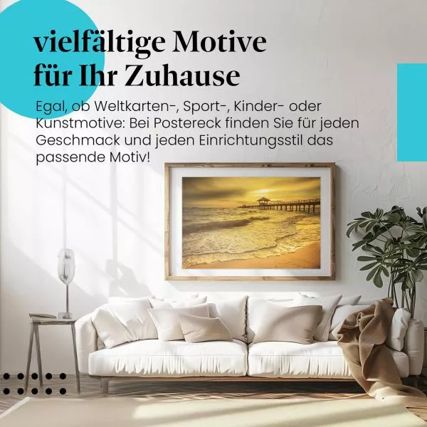 Magischer Sonnenuntergang am Strand: Goldenes Licht | Postereck 0470 Magischer Sonnenuntergang am Strand: Goldenes Licht | Postereck 0470