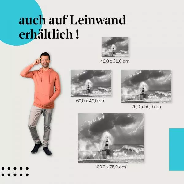 Leuchtturm im Sturm: Schwarz-Weiß & Dramatik | Postereck 0452 Leuchtturm im Sturm: Schwarz-Weiß & Dramatik | Postereck 0452