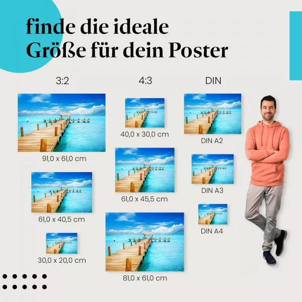 Idylle pur: Steg über türkisfarbenem Meer | Postereck 0457 Idylle pur: Steg über türkisfarbenem Meer | Postereck 0457