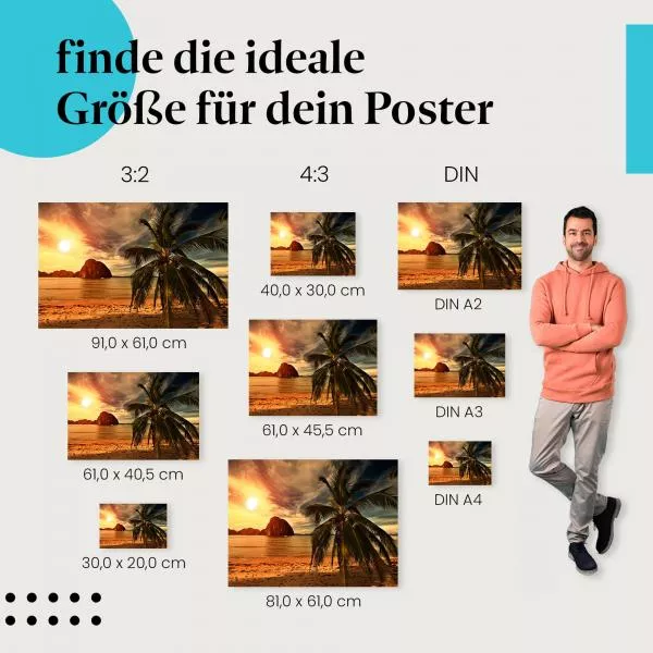 Tropischer Sonnenuntergang: Palme & Insel | Postereck 0456 Tropischer Sonnenuntergang: Palme & Insel | Postereck 0456