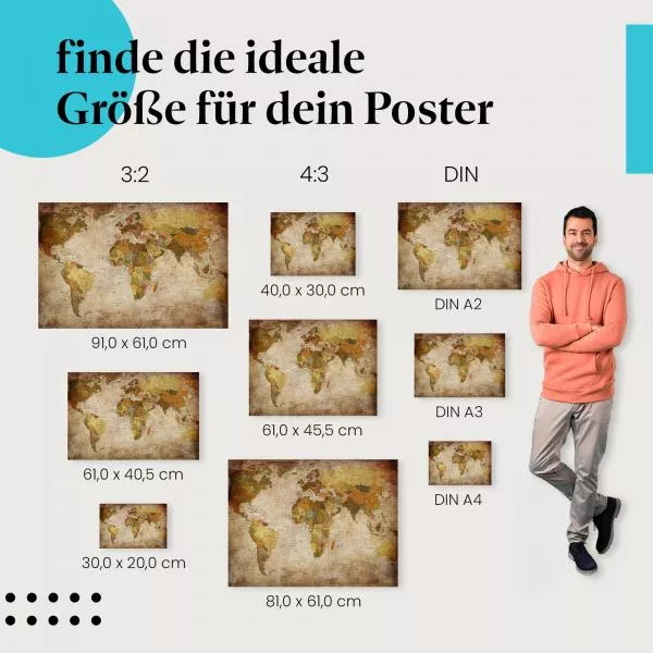 Weltkarte: Vintage-Stil & Charme | Postereck 0459 Weltkarte: Vintage-Stil & Charme | Postereck 0459