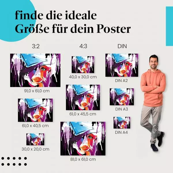 Abstrakte Kunst: Frau mit Hut & Farbe | Postereck 0834 Abstrakte Kunst: Frau mit Hut & Farbe | Postereck 0834
