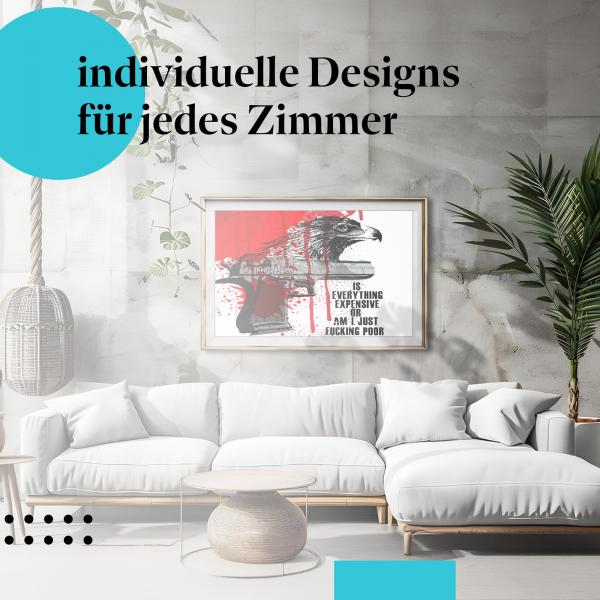 "Adlerkopf auf Pistole" Poster: Ein Statement gegen Gewalt und Armut - auch im Schlafzimmer.