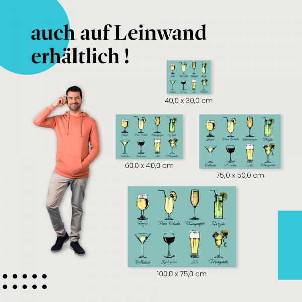 "Alkoholische Getränke" Leinwandbild: verschiedene Größen - finde deine perfekte Deko!
