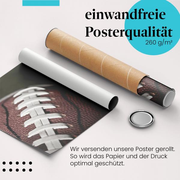 Gerolltes Poster "American Football", Nahaufnahme.