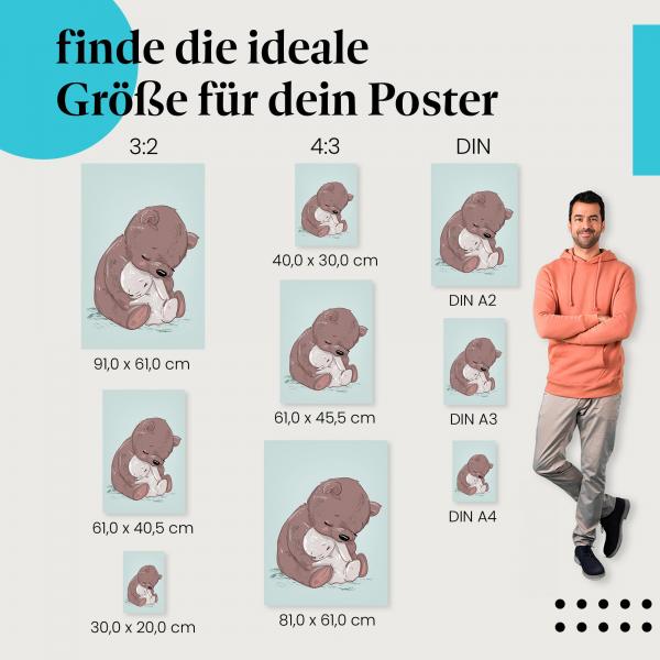Postergrößen: Bär & Hase: Umarmung, Freundschaft.