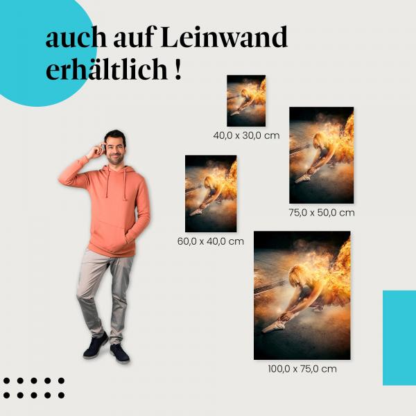 Ballerina & Flammen: Leinwandbild. Mystische Flügel, wähle deine Größe!