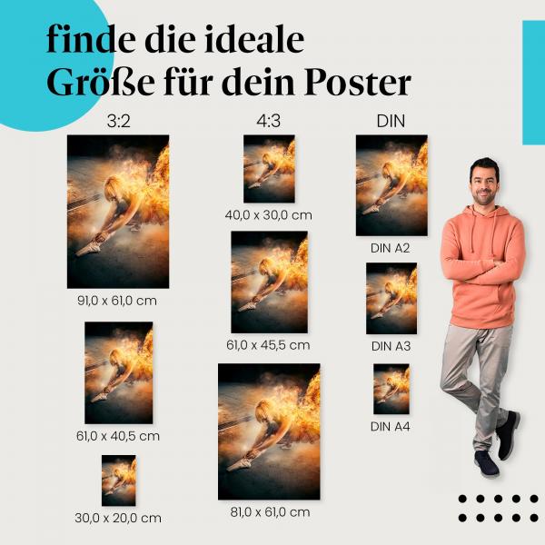 Ballerina, Poster: Flammen, mystische Flügel, Tanz.