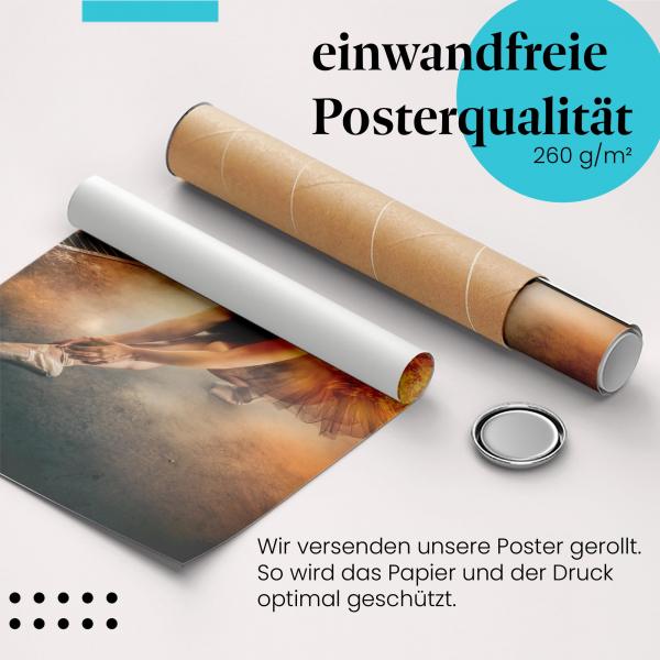 Gerolltes Poster "Ballett & Feuer". Tanz & Mystik, sicher verpackt.