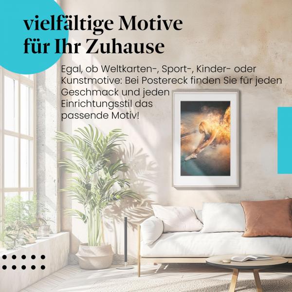 Leinwandbild "Ballerina & Feuer": Mystische Stimmung, Tanz & Kunst.