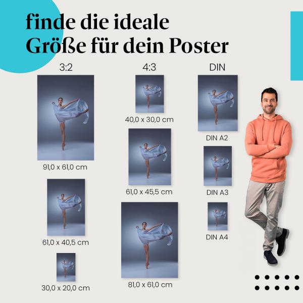 Verleihe deinem Zuhause Leichtigkeit mit dem "Grazie und Leichtigkeit: Tanz mit Tuch" Poster.