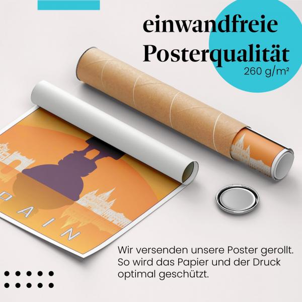 Gerolltes Poster "Barcelona", Reiseposter, Kolumbus.