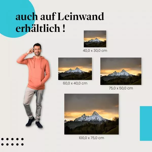 Mächtige Schneegipfel des Watzmann | Postereck 1489 Mächtige Schneegipfel des Watzmann | Postereck 1489