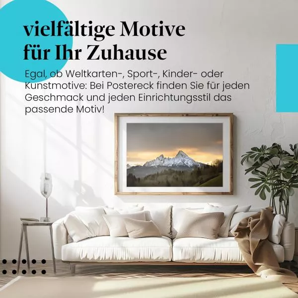 Mächtige Schneegipfel des Watzmann | Postereck 1489 Mächtige Schneegipfel des Watzmann | Postereck 1489