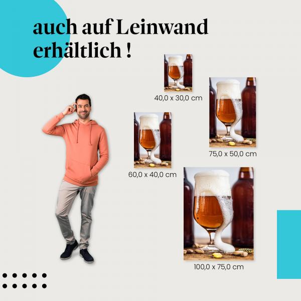 Bier: Leinwandbild. Glas, Schaumkrone.