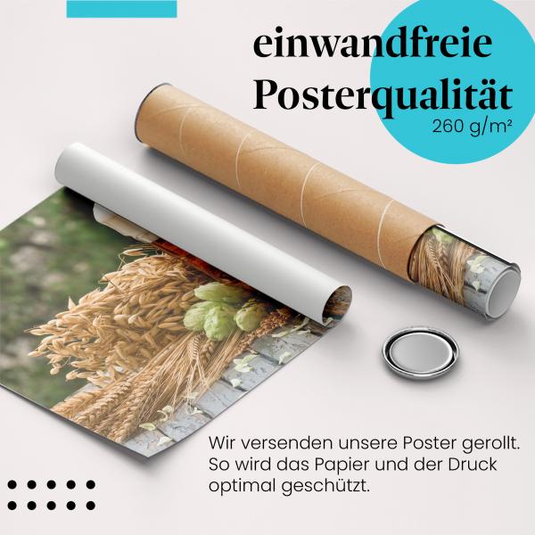 Gerolltes Poster "Bier". Braukunst, sicher verpackt.