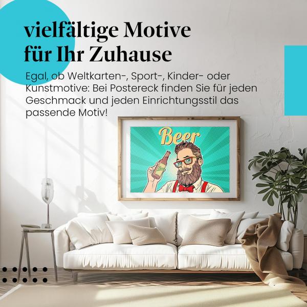 Leinwandbild Bierliebhaber: Bier ist Leidenschaft - Pop-Art Stil!