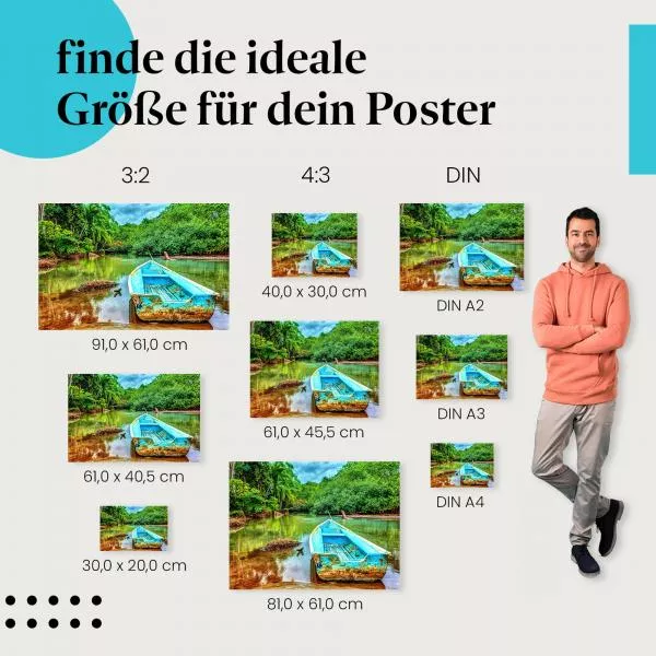 Tropenparadies: Boot im Fluss | Postereck 1326