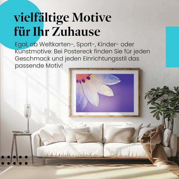 Dieses Leinwandbild mit der Blume ist ein Hingucker und versprüht Frühlingsgefühle.