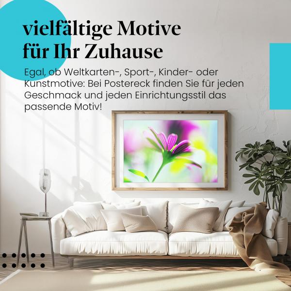 Dieses Leinwandbild mit der pinken Blume ist ein faszinierender Blickfang für Naturliebhaber.