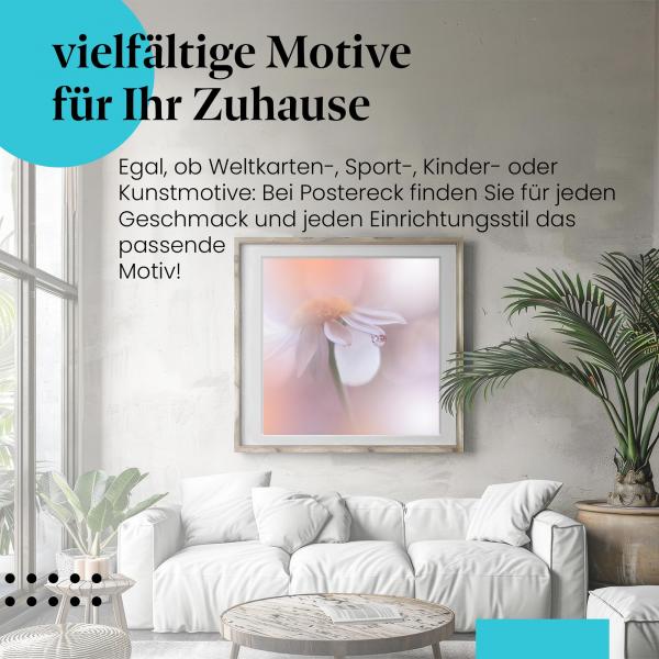 Leinwandbild "Blume": Makroaufnahme, Tautropfen - traumhafte Atmosphäre.