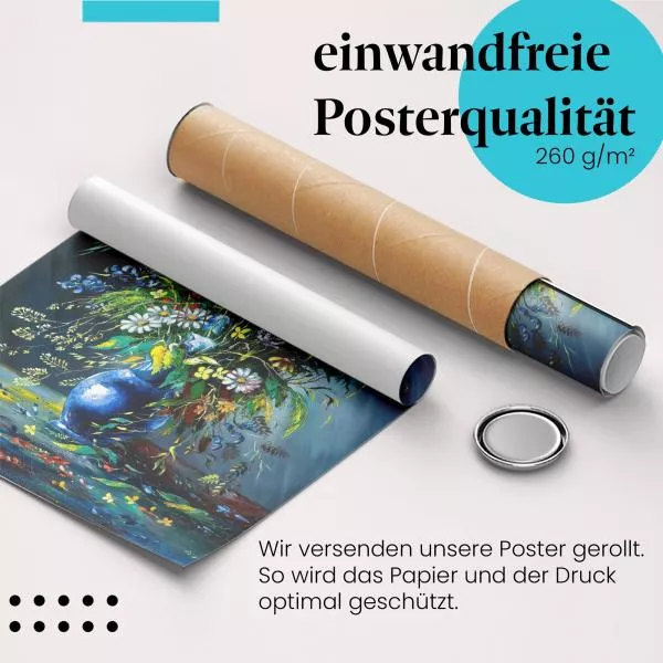 Blumenpracht im blauen Krug: Sommer & Freude | Postereck 0449 Blumenpracht im blauen Krug: Sommer & Freude | Postereck 0449