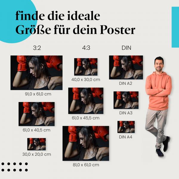 "Boxerin nach dem Training": Poster - Erschöpfung & Willenskraft