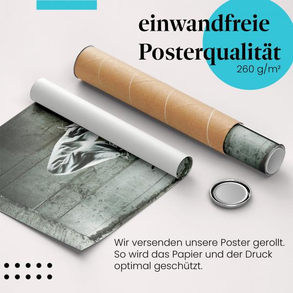 Gerolltes Poster "Breakdance-Tänzer". Sprung, Bewegung.