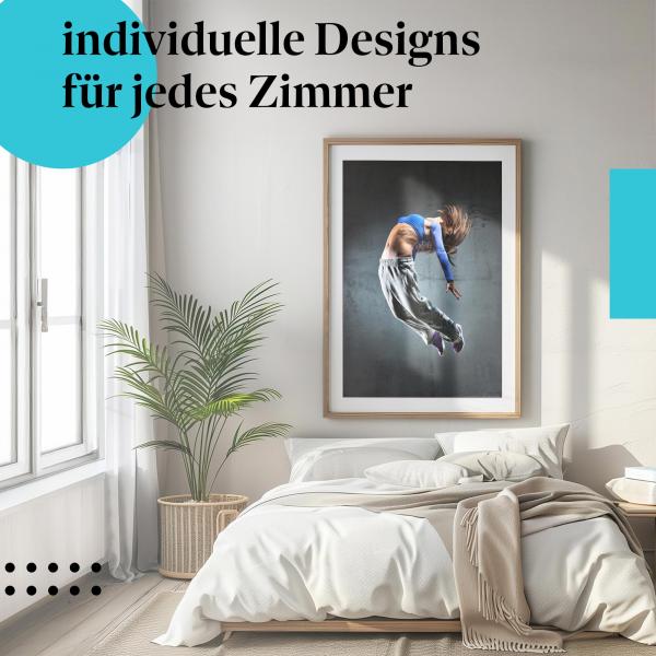 Schlafzimmer Deko: Bewegung mit "Breakdance Sprung" Poster
