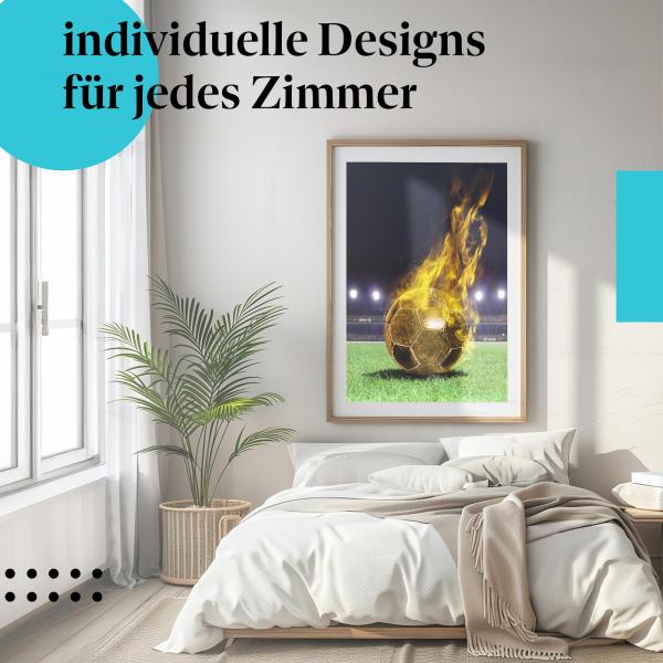 Schlafzimmer Deko: Fußball-Leidenschaft mit "Brennender Fußball" Poster