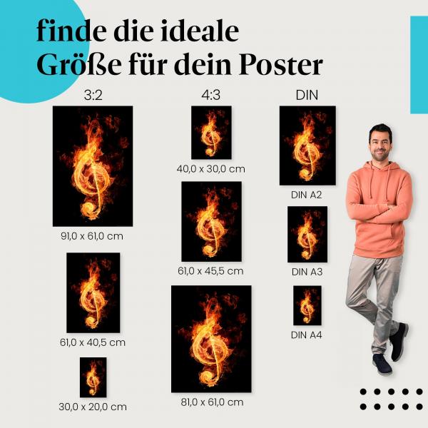 Brennender Violinschlüssel Poster: Musikalische Wanddeko - jetzt Größe wählen!