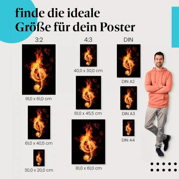 Musik in Flammen: Brennender Violinschlüssel | Postereck 0055