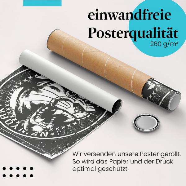 Gerolltes Poster "Bronx Power", Tigerkopf, Motiv.