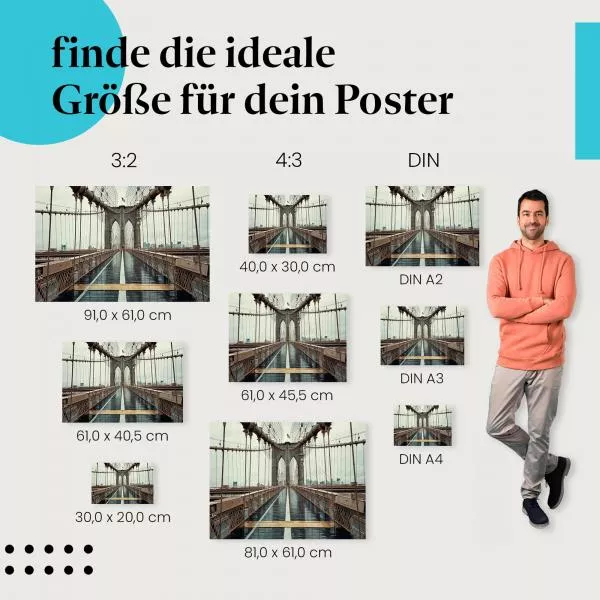 Leere Brooklyn Bridge im Regen | Postereck 1121 Leere Brooklyn Bridge im Regen | Postereck 1121