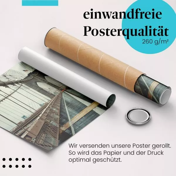 Leere Brooklyn Bridge im Regen | Postereck 1121 Leere Brooklyn Bridge im Regen | Postereck 1121