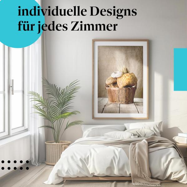Schlafzimmer Deko: "Brot & Gebäck" Poster: Der Duft von frischem Brot für eine gemütliche Atmosphäre.