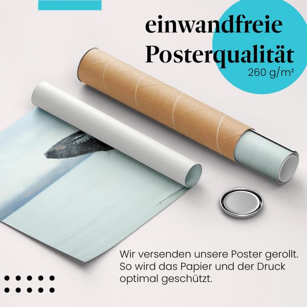 Gerolltes Poster "Buckelwal Sprung". Walsichtung im Ozean, sicher verpackt.