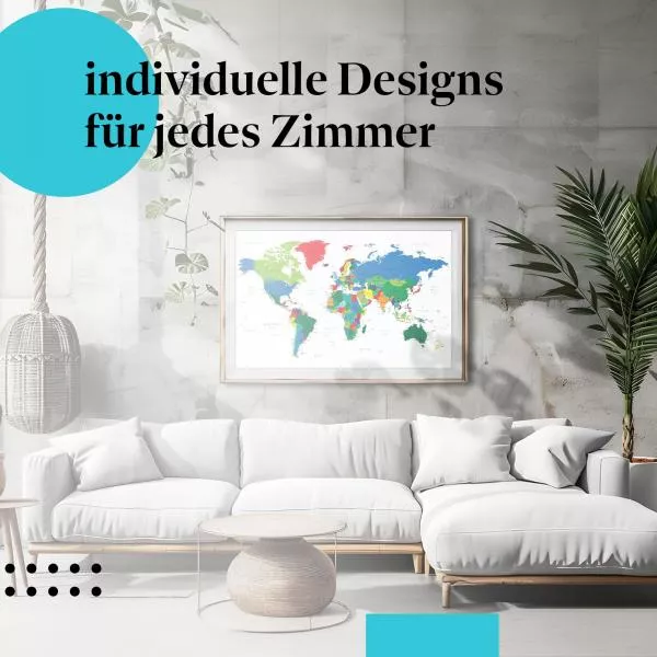 Bunte Weltkarte: Länder & Kontinente | Postereck 0666 Bunte Weltkarte: Länder & Kontinente | Postereck 0666